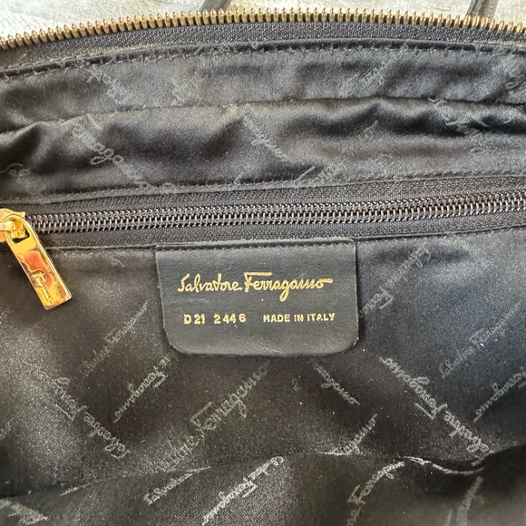 Ferragamo black purse with gold buckles and lock - Picture 5 of 5
